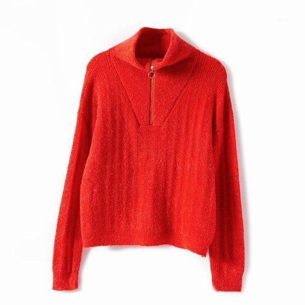 

women's sweaters spring 2021 wool blend long sleeve sweater jumper - women red/grey/yellow/brown knitting pullover, White;black
