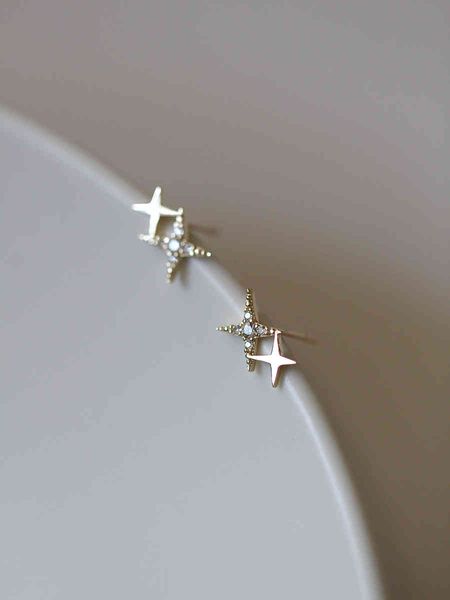 

goldtutu 9k really gold fashion earrings shining star zircon simple temperament korean joyero wedding accessories jewelry 2021, Golden;silver