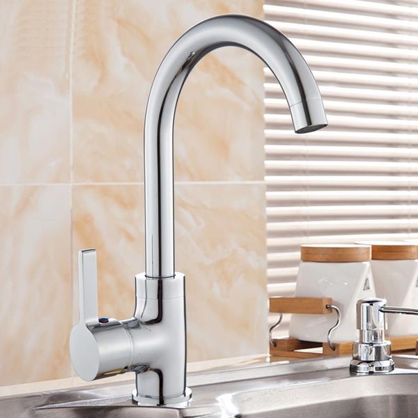 

kitchen faucets single hole sink basin faucet chrome plated bathroom rotated dish mixer water tap and cold whosale