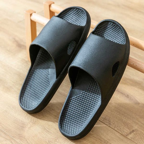 

slippers women summer massage soft indoor household pvc non-slip bath solid color casual shoes woman t0vr, Black