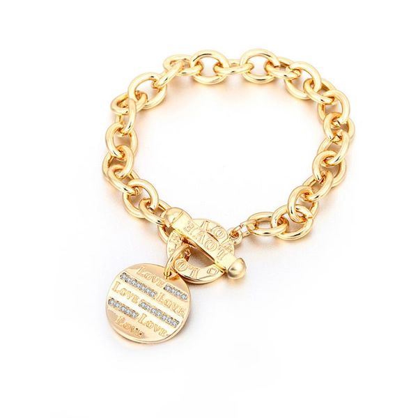 

link, chain onequarter link bracelets love letter charm bangles for women exquisite creative plated jewelry, Black