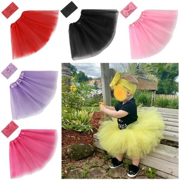 

skirts citgeesummer solid cute toddler born baby girl tutu skirt & headband po prop costume outfit, Blue