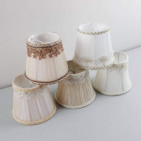 

lamp covers & shades 2pcs mini luxury style pleated lace lampshade,small fabric ceiling chandelier wall light table cover,clip on
