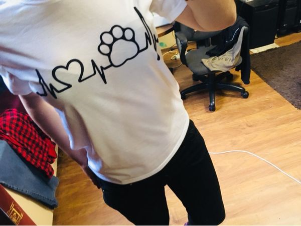 

fashion t-shirts cartoon print loose short sleeve round neck women's, White