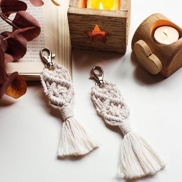 

decorative objects & figurines hand-woven cotton rope bohemian style handicrafts tassel keychain bag charms car key purse wallet pendent cra