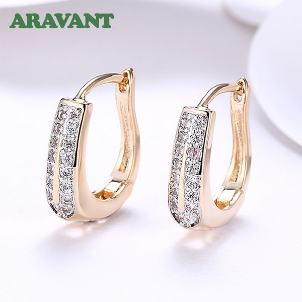 

sterling silver 18k gold u shaped cubic zirconia hoop earrings for women silver jewelry, Golden;silver