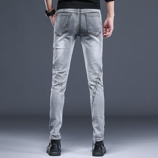 

men's pants spring new arrival slim fit elastic grey jeans men,classic fashion denim skinny men's trousers male t8dw, Black