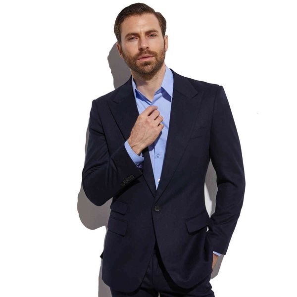 

men's suits & blazers midnight blue flannel business suit for men custom made warm fashion style comfortable jacket and pants, White;black