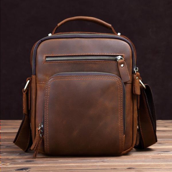 

foreign crazy leather layer messenger cowhide bag men's distressed casual horse retro shoulder 10 inch first trade shi htrds