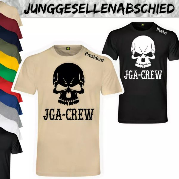 

jga crew skull t-shirt stag party groom | team | biker | gang, White;black