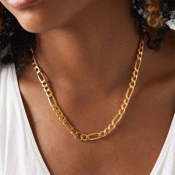 

chokers punk figaro chains necklace women choker collar gift jewelry 316l stainless steel gold color collier femme, Golden;silver