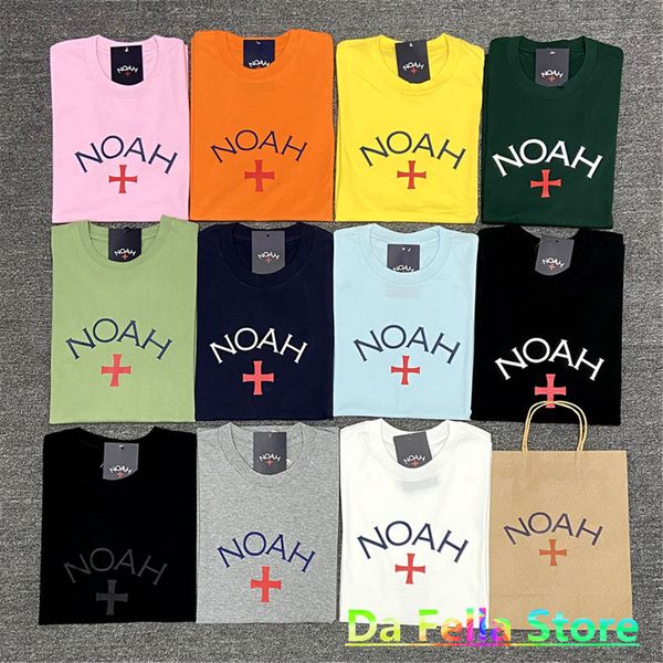 

noah cross t-shirt 2021ss men women classic logo noah tee 11 font printed solid inside tag label short sleeve, White;black