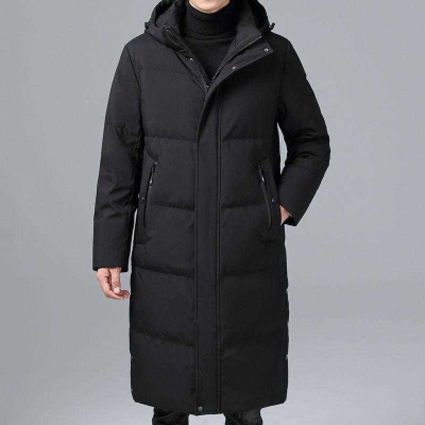 

men's white duck down cloak, long warm coat, thick hoodie, fashion, casual wear, winter 2021, Black;white