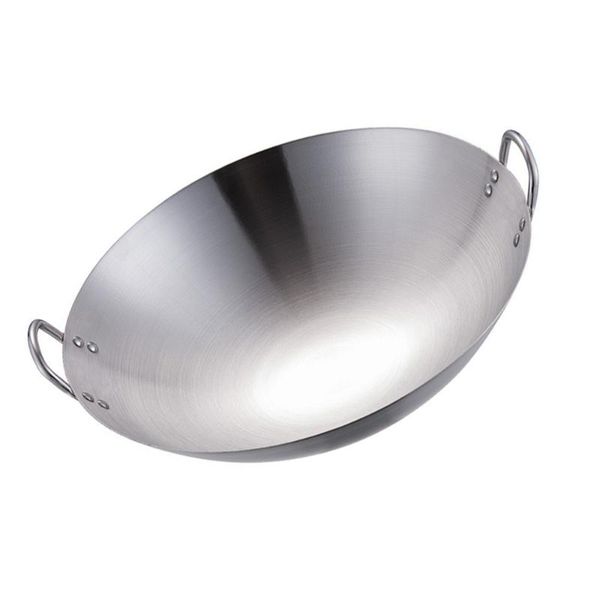 

pans 1pc durable home binaural wok stainless steel frying pan universal