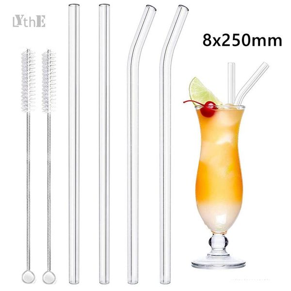 

drinking straws 25cm glass smoothie 10" x 8mm long reusable clear for milkshakes bar cocktail drinkware