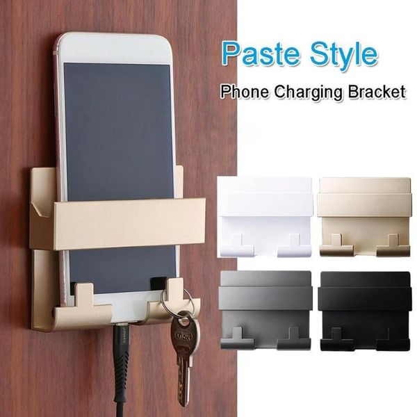 

cell phone mounts & holders 1pcs el universal paste style charging holder bracket wall mount stand for keyring