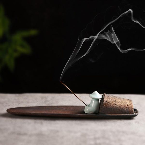 

fragrance lamps creative ceramic boat old men fishing incense stick burner chinese ancient censer home decor holder