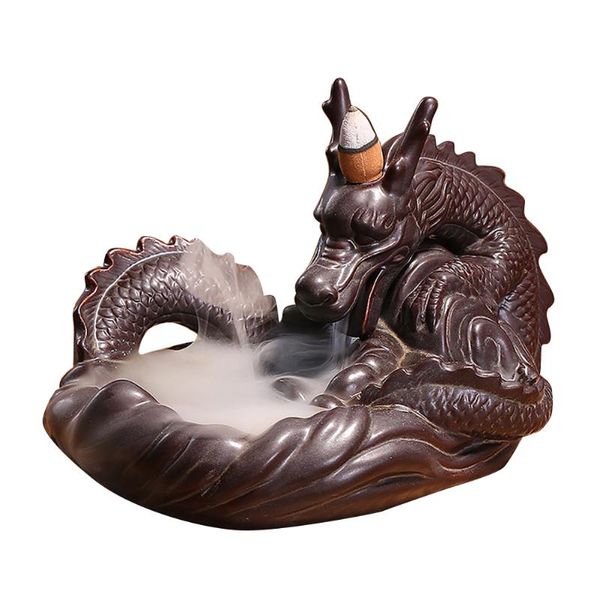 

fragrance lamps ceramics backflow teahouse crafts meditation incense burner dragon pressure relief vintage office home decorati