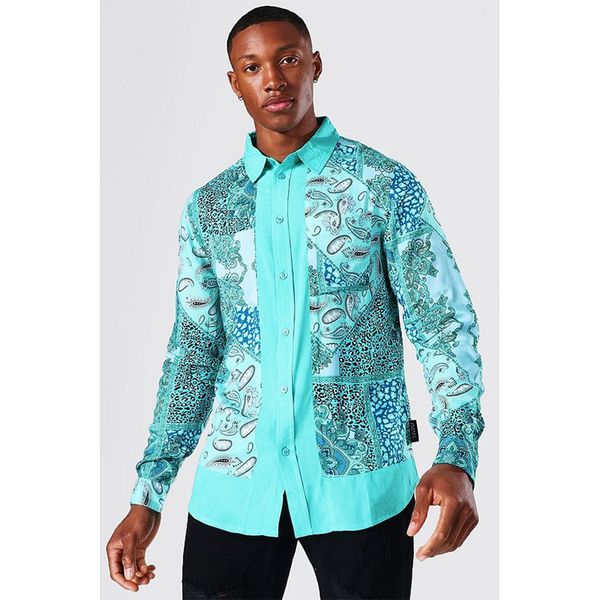 

casual style men's long-sleeved shirt comfortable fit fashion retro style travel office entertainment, White;black