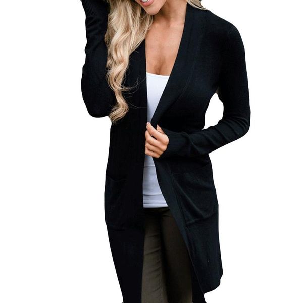 

autumn winter jacket women nice casual long jackets solid loose female coats lapel manteau femme hiver abrigo mujer women's, Black;brown