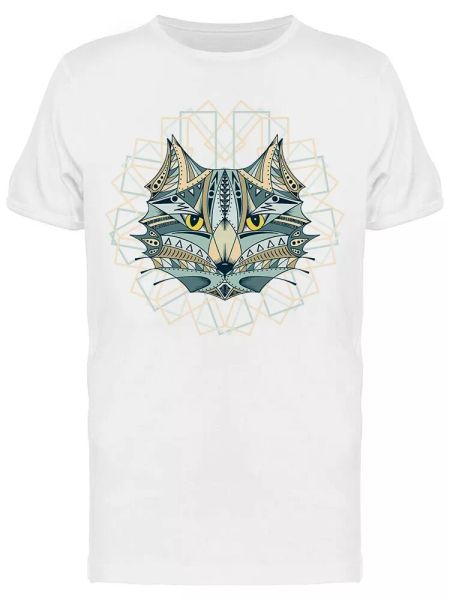 

animal tribal cat head men's tee -image by shutterstock, White;black
