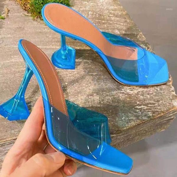 

dress shoes female pump heels strange style square toe slip-on high heel 2021 summer elegant fashion casual woman mules sandal, Black
