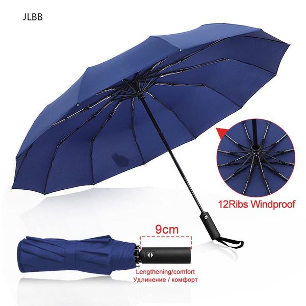 

umbrellas strong wind resistant 3folding automatic umbrella men parasol women rain 12ribs large business gift portable paraguas
