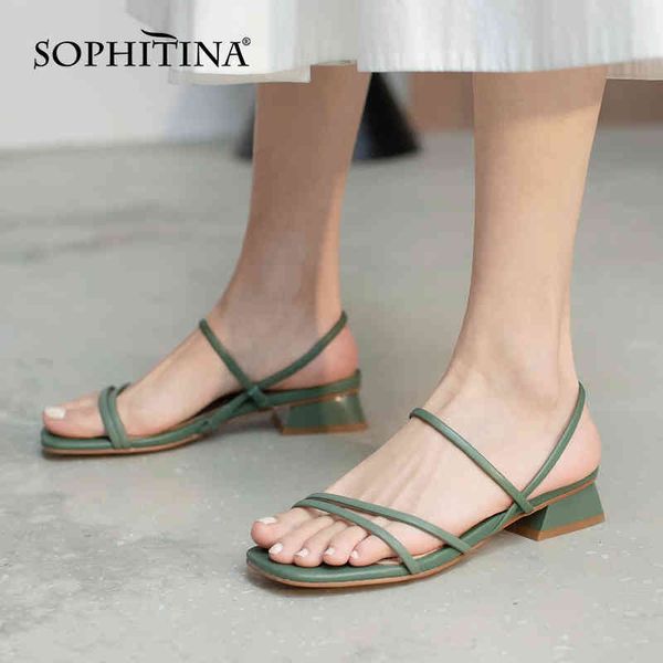 

sophitina casual women's sandals concise narrow band summer flat lady shoes side hollow daily all-match female shoes ao662 210513, Black