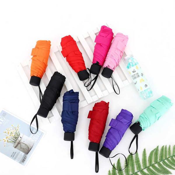 Kleine Mode Falten Regenschirm Regen Frauen Geschenk Männer Mini Taschenschirm Kinder Anti-UV Wasserdichte Tragbare Reise 210626