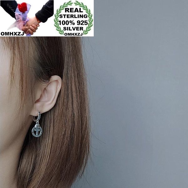 

other omhxzj wholesale he46 european fashion fine woman birthday party gift vintage smile cross 100% 925 sterling silver drop earrings, Golden;silver