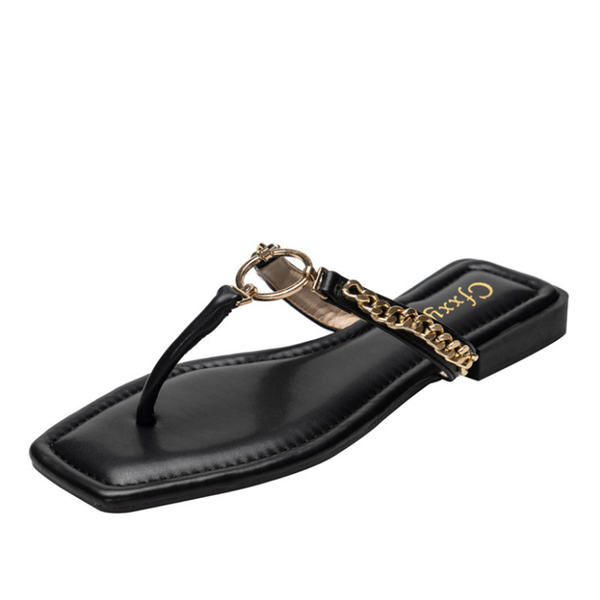 

slippers women slipper transparent flats beach sandals outdoor casual slides chain 2021 fashion shoes ladies, Black