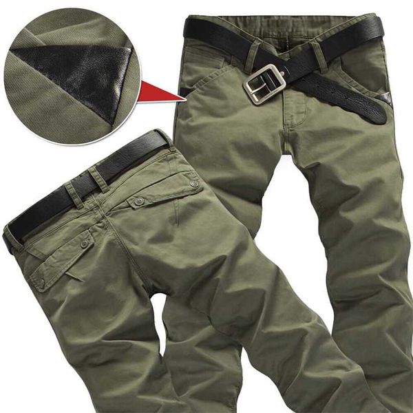 

mens winter pants cargo pants casual pockets fur trouser plus size 28-38 fashion loose baggy joger worker male 211110, Black