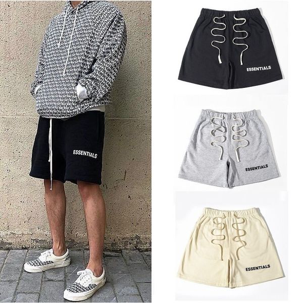 

high street justin bieber same essentials double line letter drawstring pant shorts for men and women, White;black