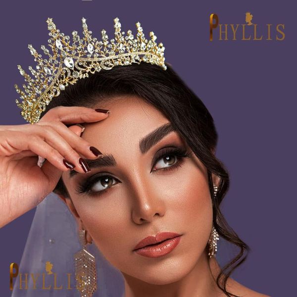 

hair clips & barrettes phyllis a158 golden bride crown princess headdress birthday headband wedding jewelry bridal tiara vintage headwear, Golden;silver