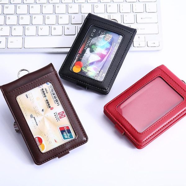 

card holders folding type leather paper money wallet bank credit id name visiting holder male purse pass access staff bag luxury, Brown;gray