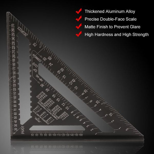 

professional hand tool sets 7 inch rafter square metric triangle ruler double scale protractor layout gauge high precision easy-read