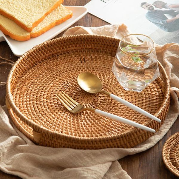 

storage baskets rattan hand-woven home basket exquisite living room fruit plate tray dried decorations