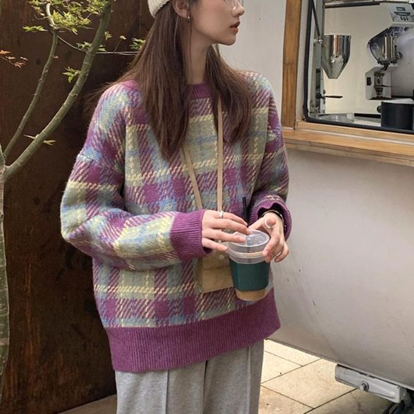 

women's pullover sweater lazy wind slimming loose knit sweaters, White;black