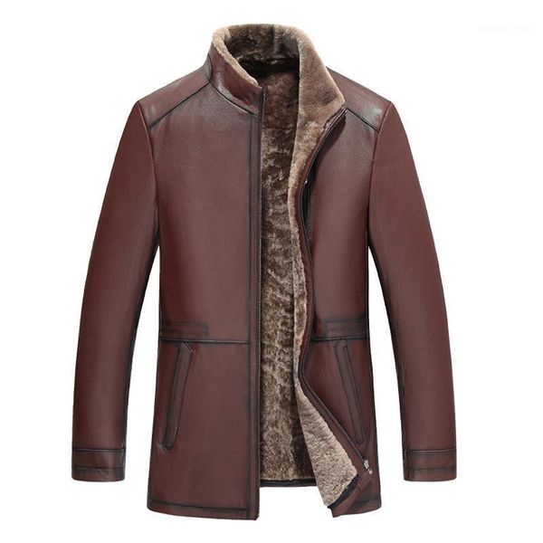 

men's leather & faux autumn winter genuine sheepskin jacket natural lamb fur liner parka coat men real shearling jacket/coat a185, Black