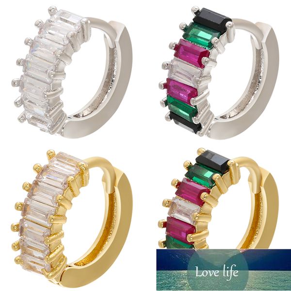 

zhukou new 1 piece 13.5x15mm cz crystal rainbow small hoop earrings gold/silver color earrings hoops for women model:ve243 factory price exp, Golden;silver