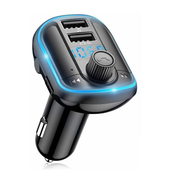 (2021 Versão) Transmissor FM, Kit de Carro de Adaptador de Rádio Sem Fio Bluetooth Com Dual USB Carregamento Carcharger MP3 Player Suporte TF Card Disco USB