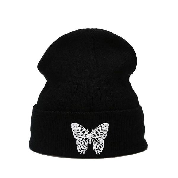 

beanies fashion knitted hat butterfly embroidery winter warm ski hats skullies caps soft elastic cap sport bonnet men women