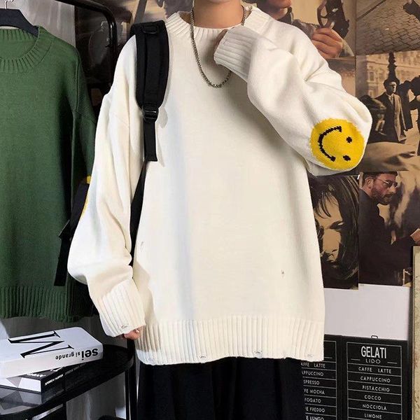 

men's sweaters autumn and winter solid color sweater loose casual bottoming shirt korean version of the trend ins hong kong wind wild, White;black