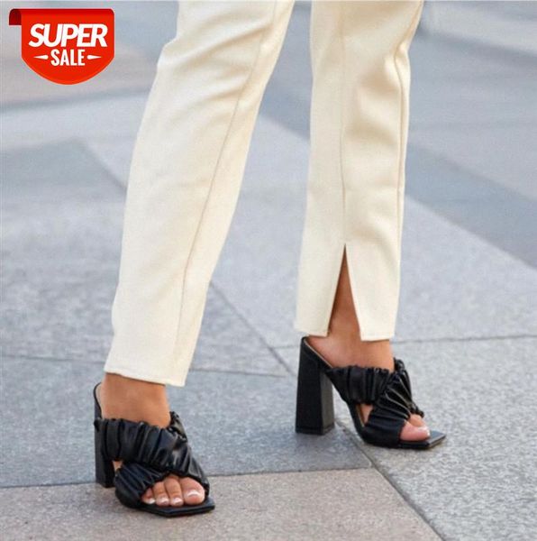 

zi ling europe and america folded cross belt simple daily commuter sandals large size women's shoes #a30t, Black