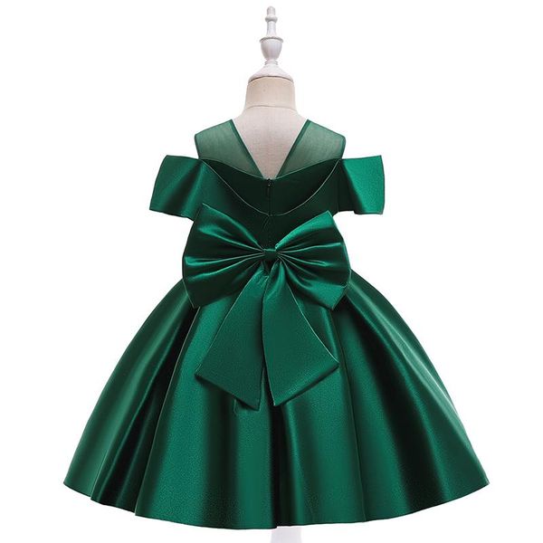 

lace satin quality evening dress kids dresses for girls clothes children back bowknot princess e elegant party girl gown girl's, Red;yellow