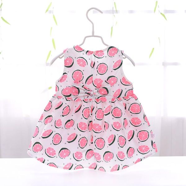 

baby girls sleeveless princess dress cute bow flowers cotton summer toddler dresses 0-3year born clothing set girl's, Red;yellow