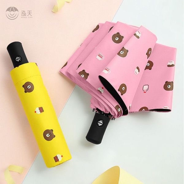 

bear umbrella full automatic advertisement folding sunny and rainy sunshade student