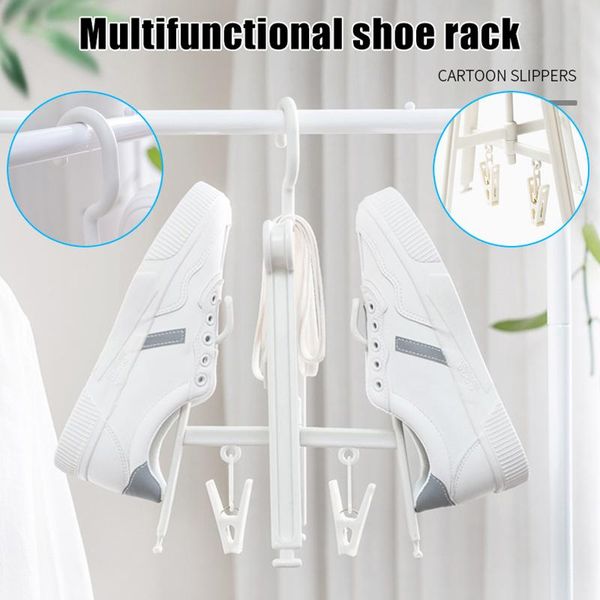 

shoes hanger drying rack windproof and antiskid multifunctional hooks hanging shelf for indoor outdoor bv789 clothing & wardrobe storage