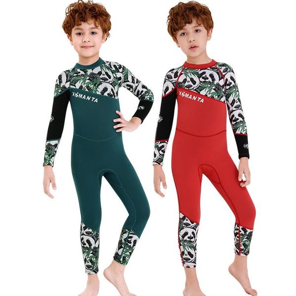 

one-piece suits swimwear children's 2.5mm one piece diving suit men's middle and big long sleeve warm sun proof