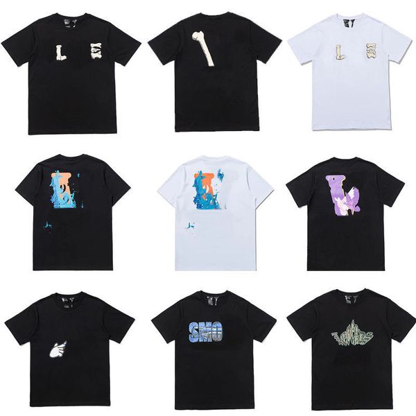 

22ss designer large big reflective v friends mens womens t shirts casual smoke angel loose lovers luxury short vlones sleeve, White;black